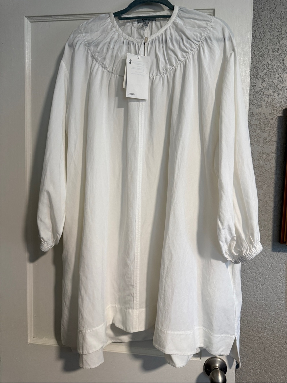 COS White Gathered Yoke Peasant Dress - Picture 3 of 10